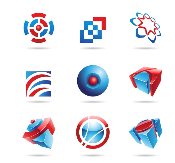 Conjunto de iconos azul y rojo abstracto 14 — Vector de stock