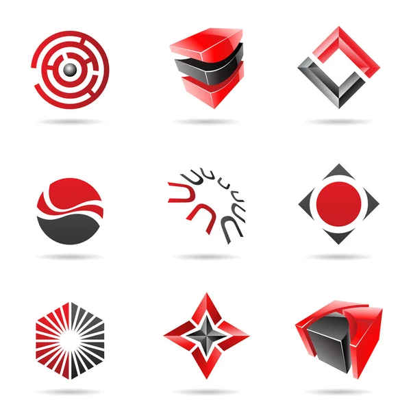 Conjunto de iconos negro y rojo abstracto 18 — Archivo Imágenes Vectoriales
