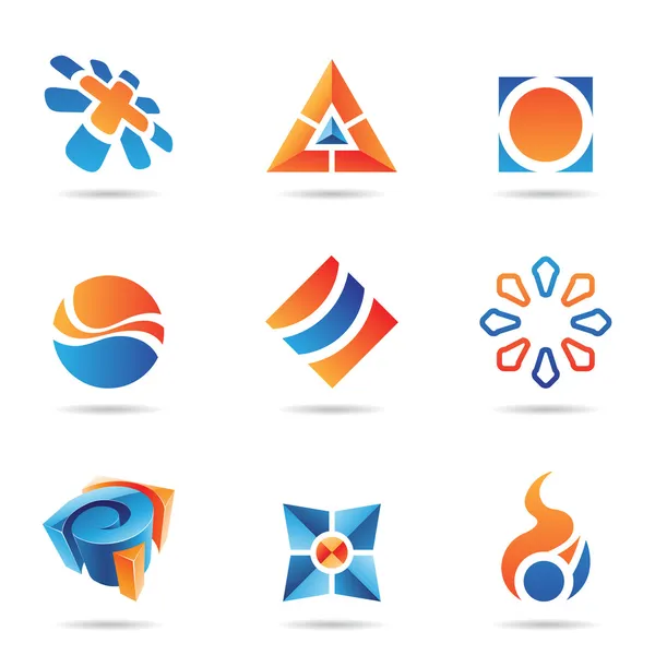 Conjunto de ícones azul e laranja abstrato 22 — Vetor de Stock