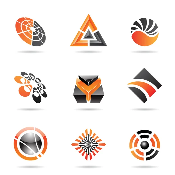 Conjunto de ícones preto e laranja abstrato 23 — Vetor de Stock
