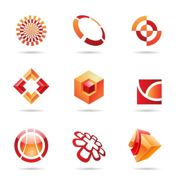 Abstracte rode en oranje pictogram instellen 24 — Stockvector