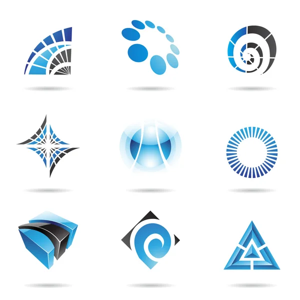 Různé ikony modré abstraktní, sada 5 — Stockový vektor