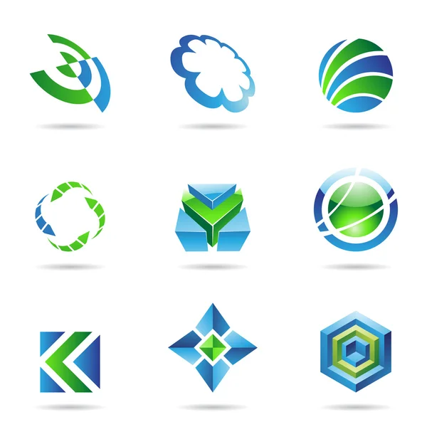 Conjunto de ícones azul e verde abstrato 20 Vetor De Stock