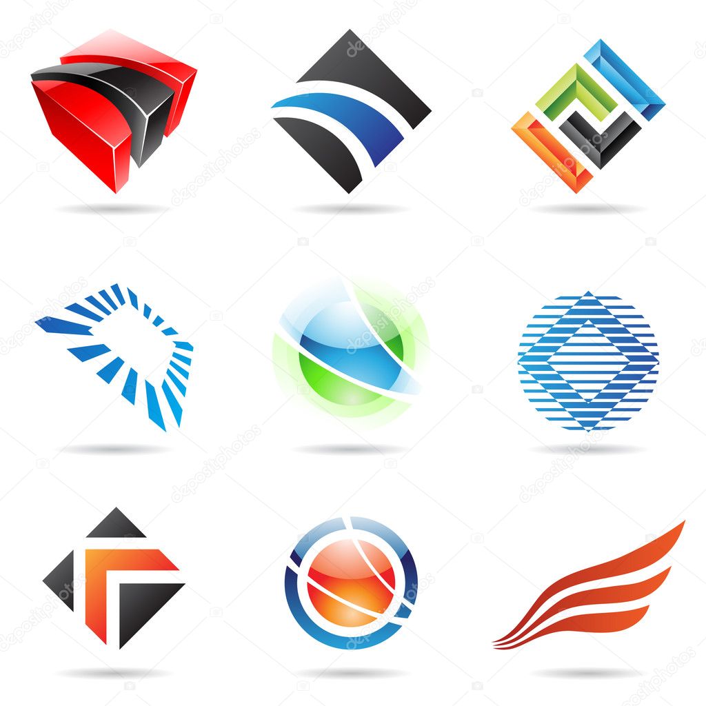 Various colorful abstract icons, set 1