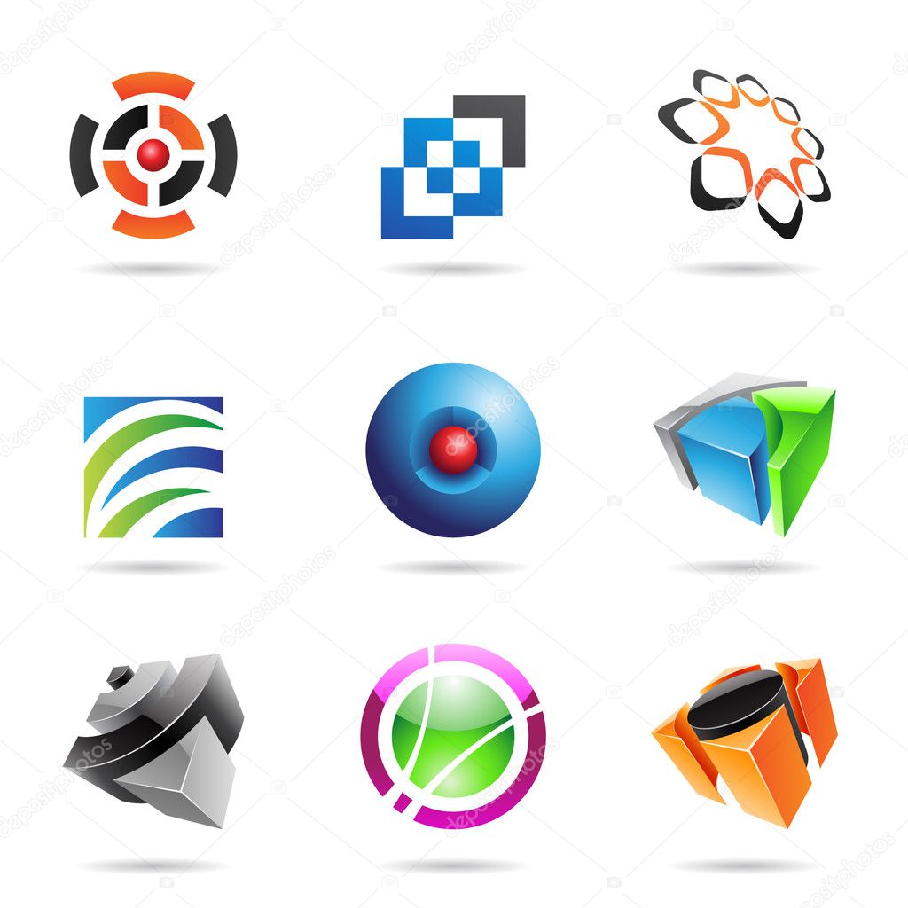 Various colorful abstract icons, Set 14