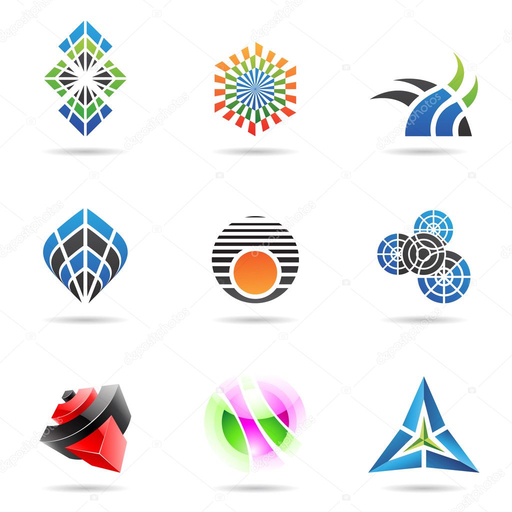 Various colorful abstract icons, Set 17