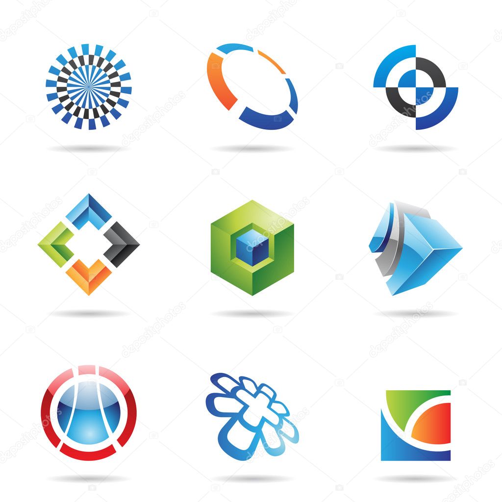 Various colorful abstract icons, Set 24