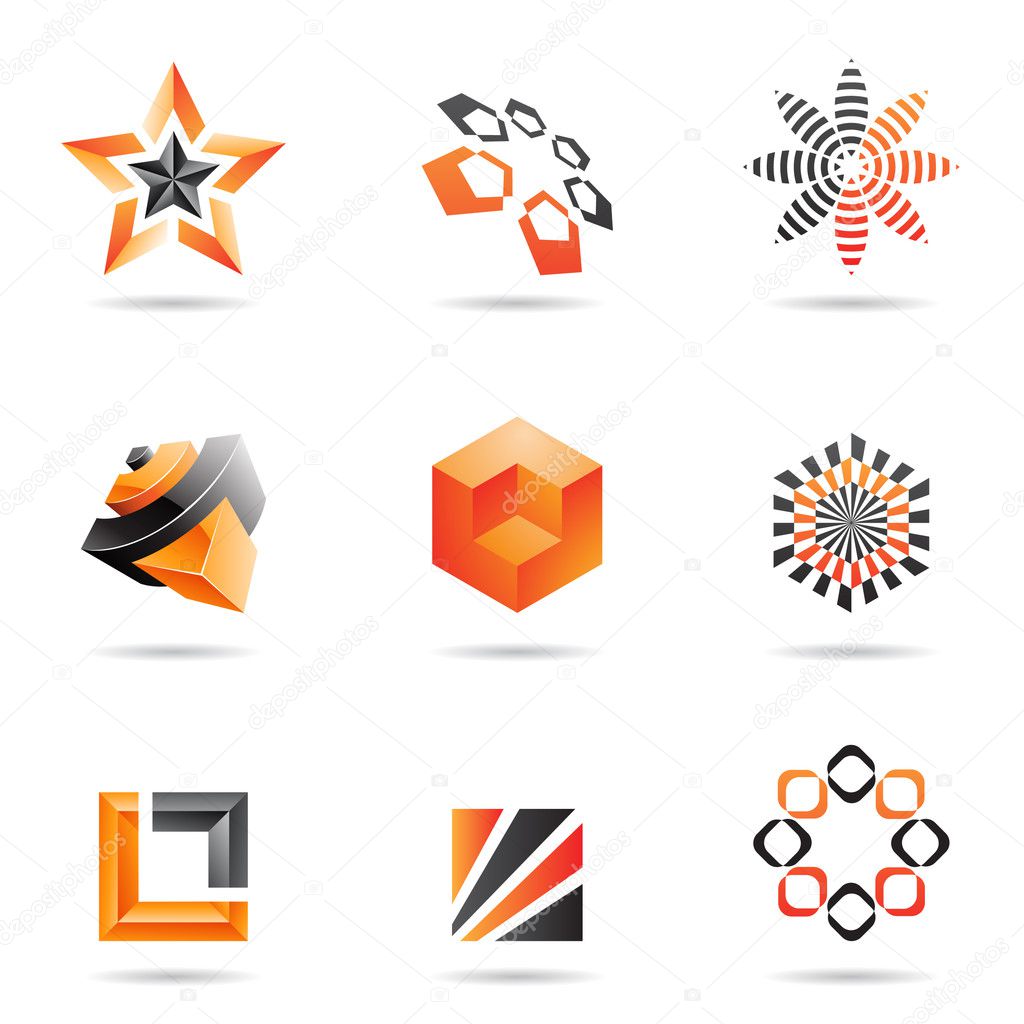 Various orange abstract icons, Set 2