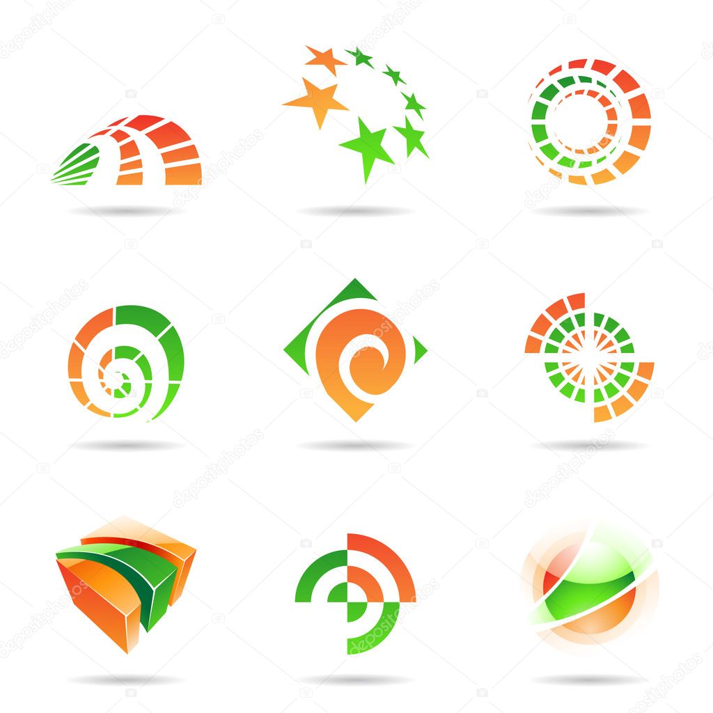 Abstract green and orange Icon Set 19