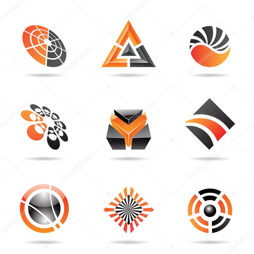 Abstract black and orange Icon Set 23