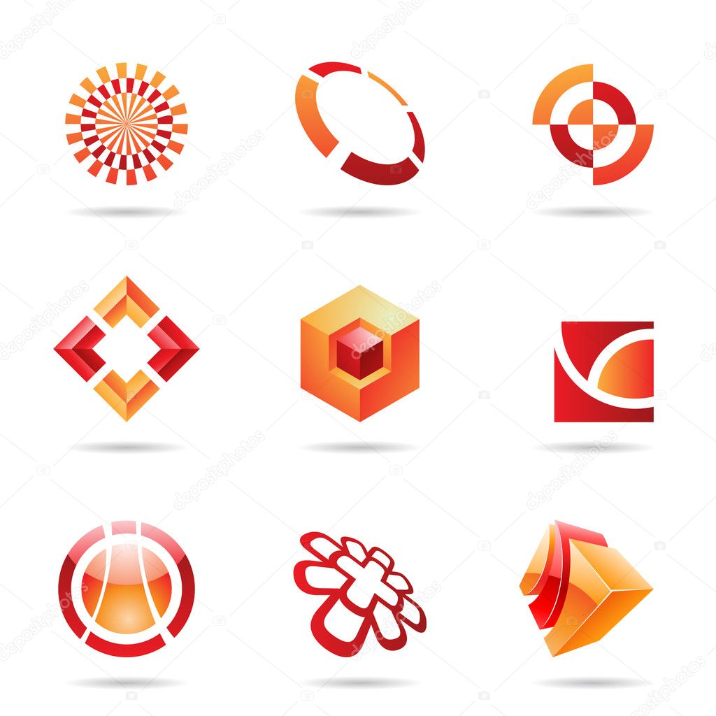 Abstract red and orange Icon Set 24