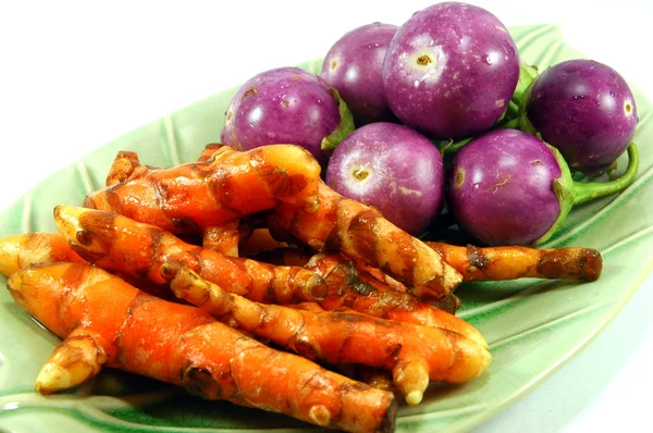 Thai purple eggplant and Turmeric — Stock Photo, Image