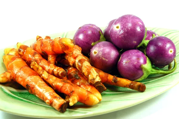 Thai purple eggplant and Turmeric — Stock Photo, Image