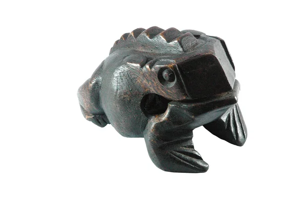 Żaba rzeźbione z drewna tekowego bar — Zdjęcie stockowe