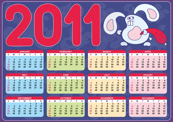 stock vector Rabbit calendar 2011