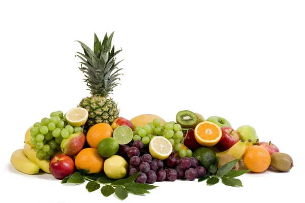 Fresh ripe fruits isolated on white background — Stock Photo, Image