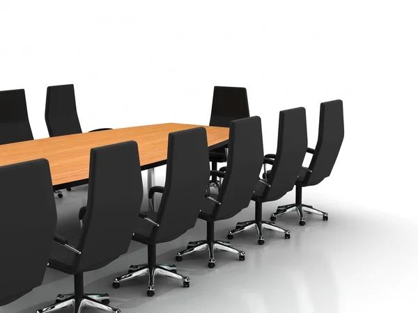 Konferencja stół i krzesła z mikrofonów — Zdjęcie stockowe
