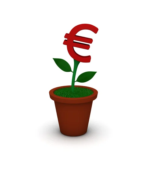 Euro bloempot — Stockfoto