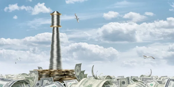 Geld-Leuchtturm — Stockfoto