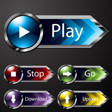 Chrome Media Menu Buttons clipart