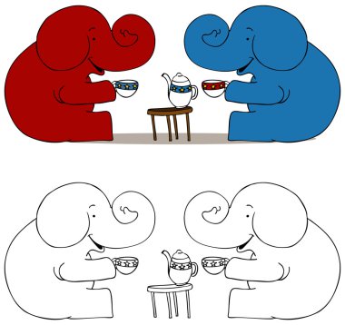 Tea Party Elephants clipart