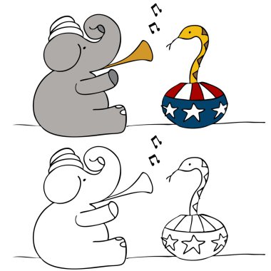 Elephant Snake Charmer clipart