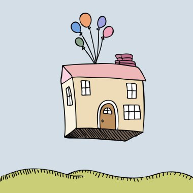 House Floating Away clipart