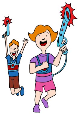 Children Playing Laser Tag clipart