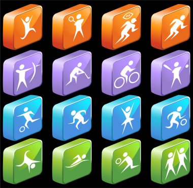 Athletic 3D Square Glossy Buttons clipart