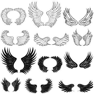 Wings - Black and White clipart