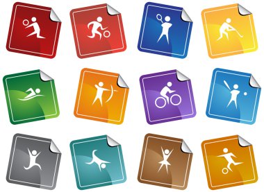 Athletic Square Sticker Buttons clipart