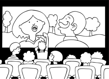 Bad Movie Experience - black and white clipart