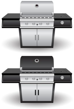 Set of Stainless Steel Barbeque (BBQ) Grill clipart