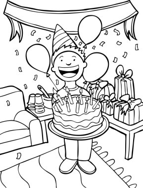 Party Time - black and white clipart