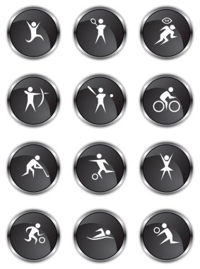 Athletic Buttons - Black Satin clipart