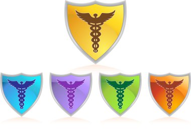 Caduceus Color Chrome Shield Set clipart