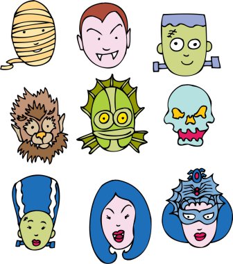 Classic Halloween Faces clipart