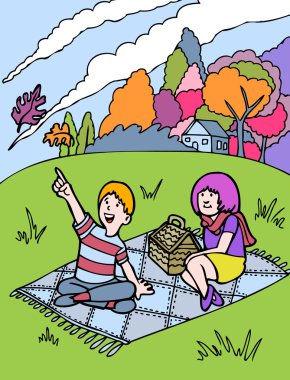 Kid Adventures: Fall Picnic with Friend clipart