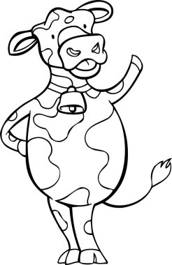 Happy Cow - Black and White clipart