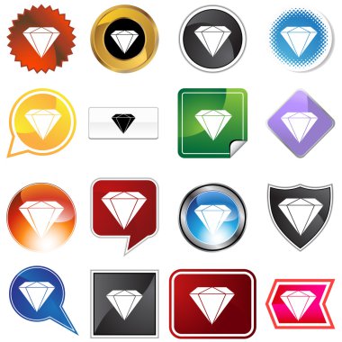 Diamond Jewel Variety Icon Set clipart