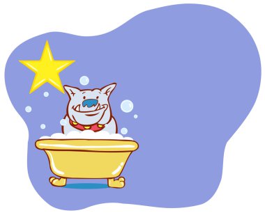 Dog Bath Star - Bulldog clipart