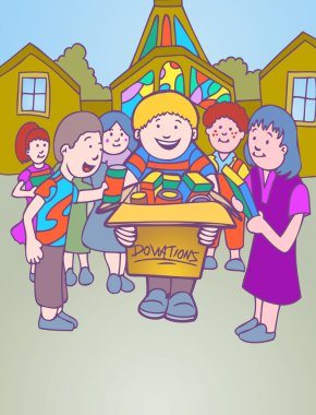 Children Collecting Donations clipart