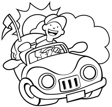 Convertible Car Line Art clipart