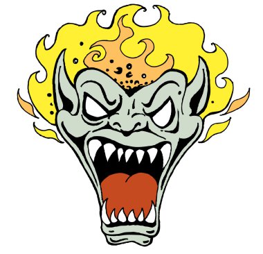 Monster Face with Flame