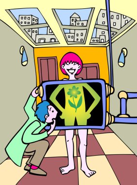 Green energy girl clipart