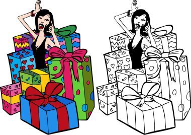 Woman Surrounded By Presents clipart