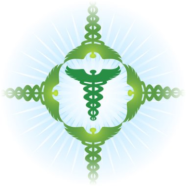 Caduceus Medical Symbol - Green Set clipart