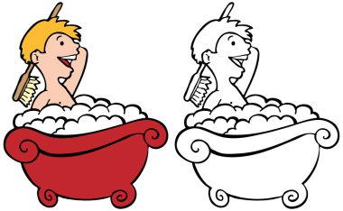 Kid in Bathtub clipart