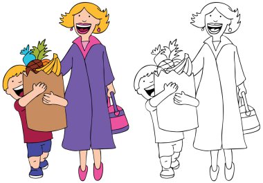 Mom and Son clipart