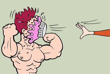 Body Builder Pie Fight clipart